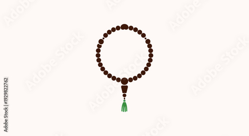 Brown Beaded Bracelet with Green Tassel.