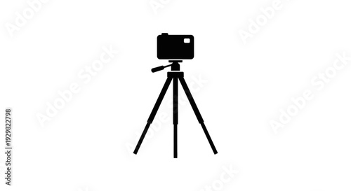 Camera on Tripod Silhouette Photography Equipment.