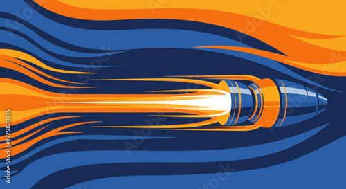 rocket ship blasting off into space