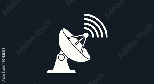 Satellite dish antenna with signal waves
