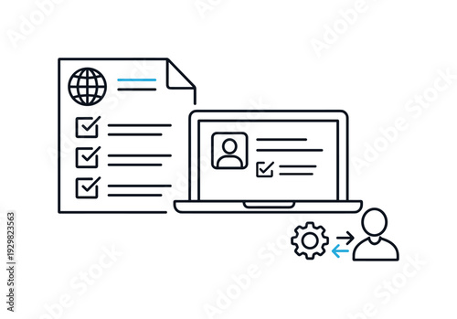 Digital onboarding workflow automation for HR departments hiring remote specialists globally, a structured checklist document paired with a laptop and