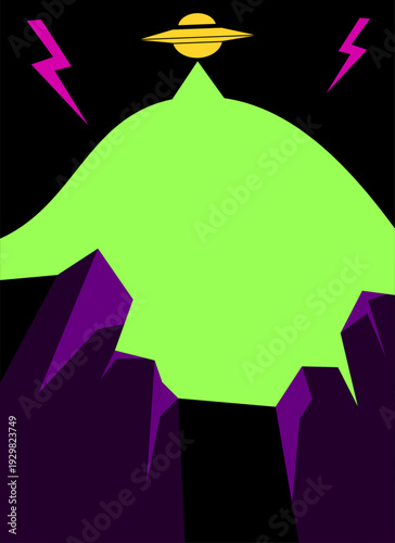 Illustration vector of UFO invasion on the city, background for music concert pamphlet