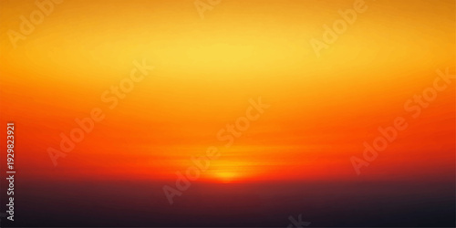 Abstract orange sunset sky background with glowing clouds and warm horizon light