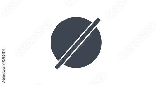 Dark Gray Circle with Diagonal Line.