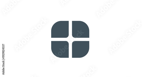 Dark Grey Four Petal Flower Logo Icon.