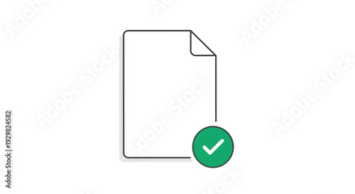 Document with Green Checkmark Approval Icon.
