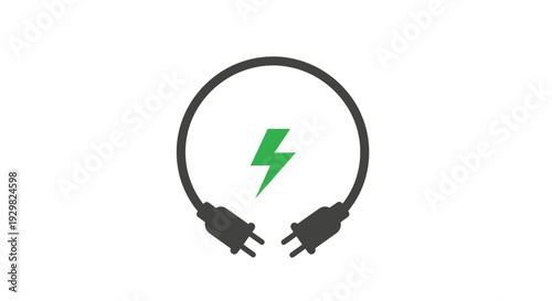 Electric Cable with Green Lightning Bolt Symbol.