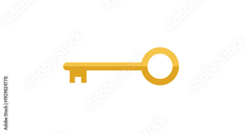 Golden Key Isolated on White Background.