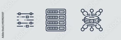 Server rack and data parameter tuning icons – Perfect for cloud management services, hardware optimization articles, or technical training.