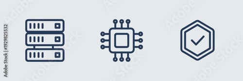 Professional server rack and neural chip icons for AI deployment