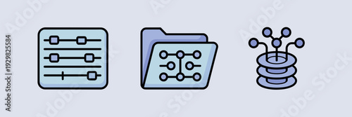 AI model fine tuning vector icon sheet – Ideal for customizable AI software, data science tools, or machine learning tutorials.