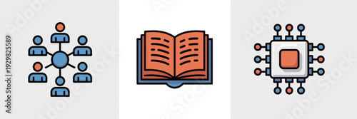 Open community AI collaboration symbols – Great for nonprofit tech organizations, educational forums, or global networking.