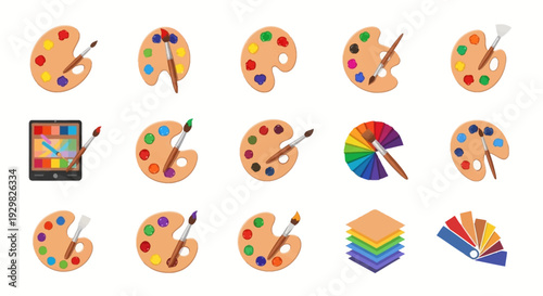 Artist Palette and Paintbrushes for Painting.