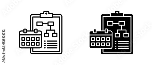 Workflow Planning icon set with style outline and solid. vector simple elements for design and presentation.