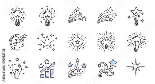 Collection of Hand Drawn Light Bulb Icons.