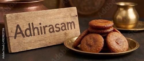 Traditional South Indian Adhirasam Sweets on Brass Plate