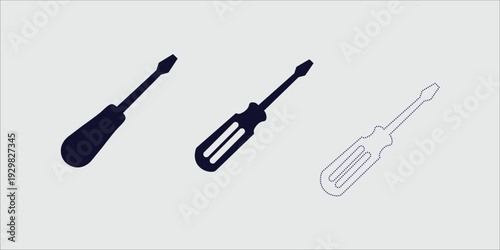 Screwdriver vector icon. Repair tool symbol. Setup and setting adjustment sign