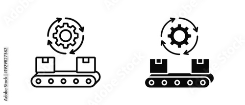 Conveyor Belt icon set with style outline and solid. vector simple elements for design and presentation.
