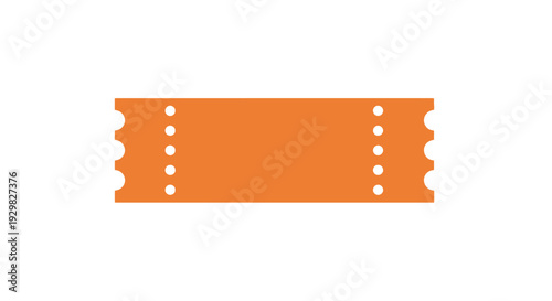 Orange Cinema Movie Ticket Stub Isolated.