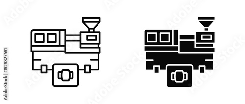 Injection Molding icon set with style outline and solid. vector simple elements for design and presentation.
