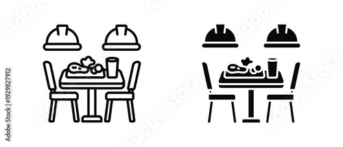 Factory Canteen icon set with style outline and solid. vector simple elements for design and presentation.