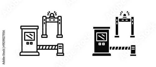 Security Checkpoint icon set with style outline and solid. vector simple elements for design and presentation.