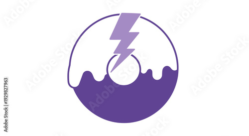 Purple Lightning Bolt Icon Graphic Symbol.
