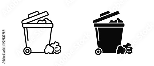 Waste Disposal icon set with style outline and solid. vector simple elements for design and presentation.