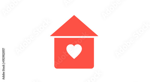 Red House Icon with White Heart.