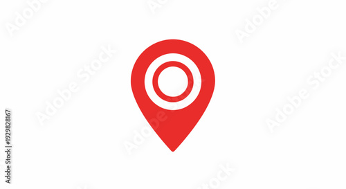 Red Map Pin Icon with Target Symbol.