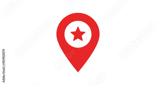 Red Map Pin with Star Symbol Inside.