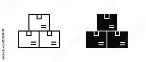 Packaging Box icon set with style outline and solid. vector simple elements for design and presentation.
