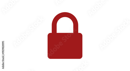 Red Padlock Icon Security Symbol.