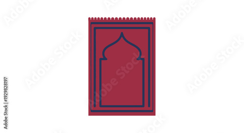 Red Prayer Rug with Arch Design.