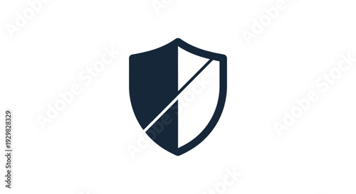 Shield logo with diagonal line.