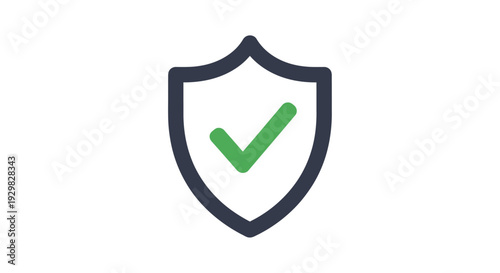 Shield Icon with Green Checkmark Symbol.