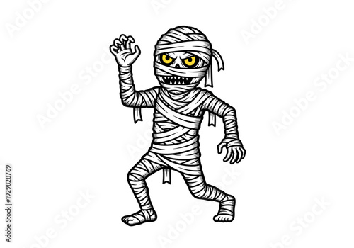 Cartoon Mummy Character Illustration.