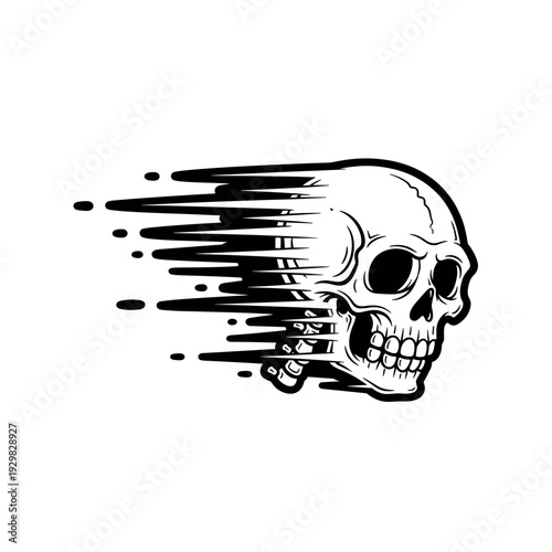 Speeding Skull Graphic With Motion Blur Effect.