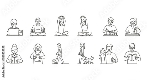 people doing various activities with technology and daily life