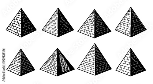 Collection of Egyptian Pyramids in Isometric View.