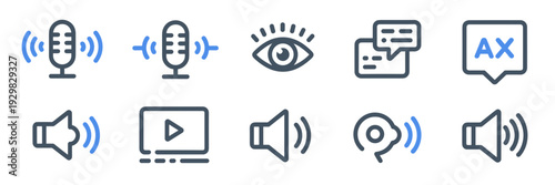 AI accessibility and multimodal tools vector icons – Ideal for inclusive design, software development, or disability advocacy content.
