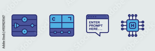 AI powered editing tool icons – Suitable for creative workstations.