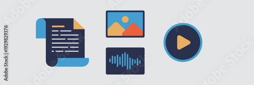 Digital media toolkit vector icons – Great for AI content creation.