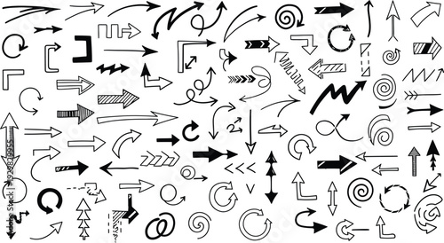 Collection of hand drawn arrows and symbols