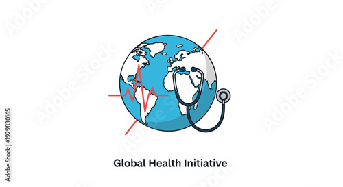 Vector illustration of globe with stethoscope for Global Health Initiative