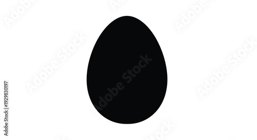 A stark simple image featuring a solid black egg shaped form against a bright white background silhouette high quality
