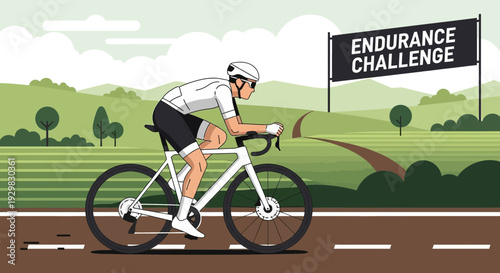 Cyclist Participating In Endurance Challenge In A Picturesque Natural Environment
