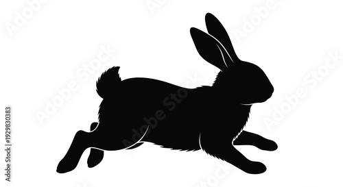 A striking black silhouette of a hare in mid leap showcasing dynamic movement and natural grace silhouette high quality professional