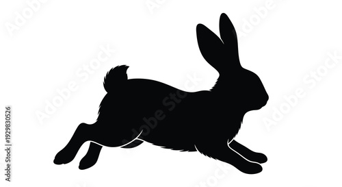 A black silhouette of a leaping hare showcasing its dynamic posture and long ears a striking silhouette high quality
