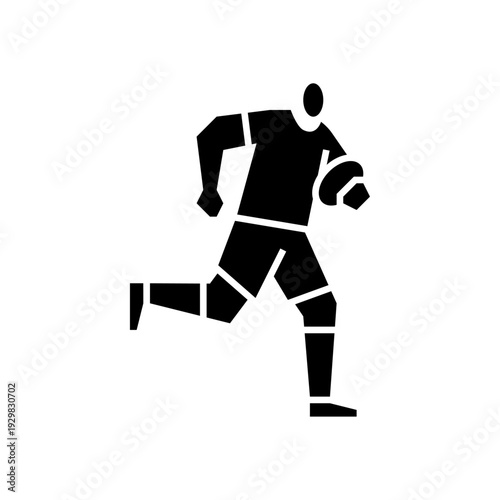 Rugby athlete running glyph icon. Rugby player illustration.